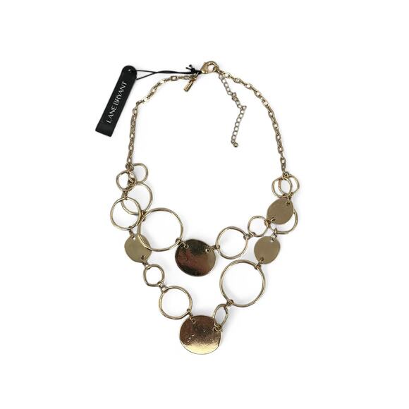 Lane Bryant Goldtone Necklace Organic Circles Double Strand Fashion Jewelry - Picture 6 of 7